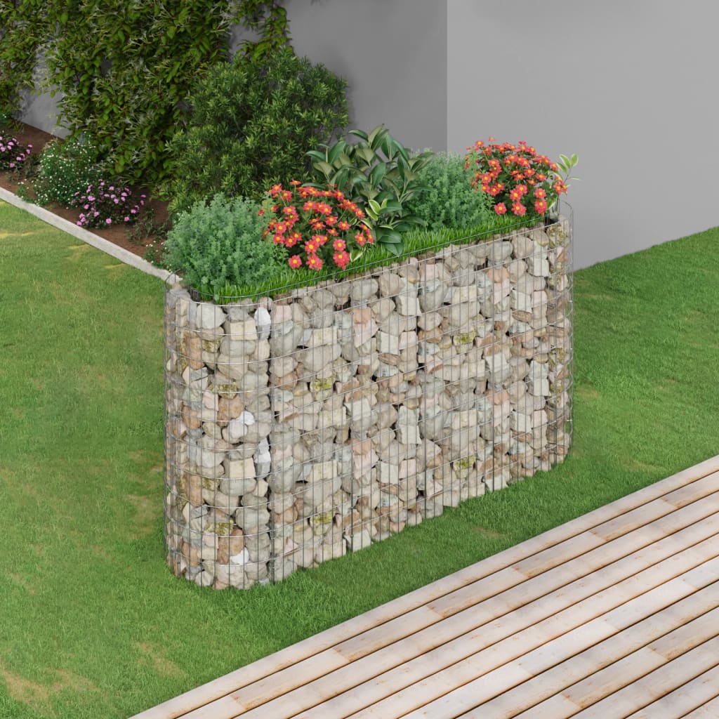 vidaXL Raised Garden Bed Outdoor Gabion Raised Bed Flower Pot Galvanized Iron