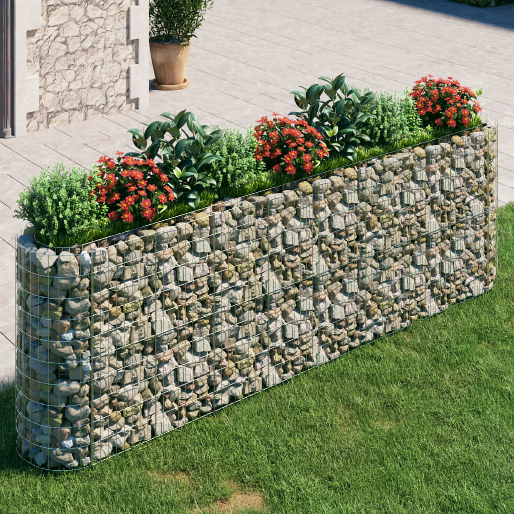 vidaXL Raised Garden Bed Outdoor Gabion Raised Bed Flower Pot Galvanized Iron