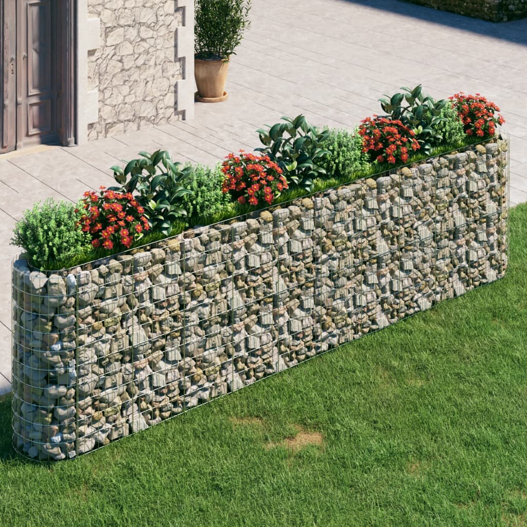 vidaXL Raised Garden Bed Outdoor Gabion Raised Bed Flower Pot Galvanized Iron