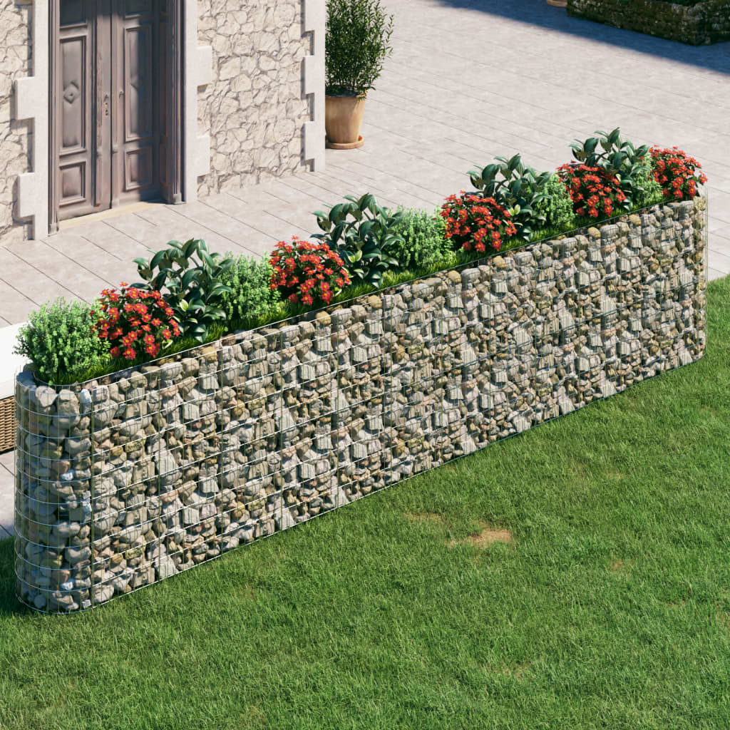 vidaXL Raised Garden Bed Outdoor Gabion Raised Bed Flower Pot Galvanized Iron
