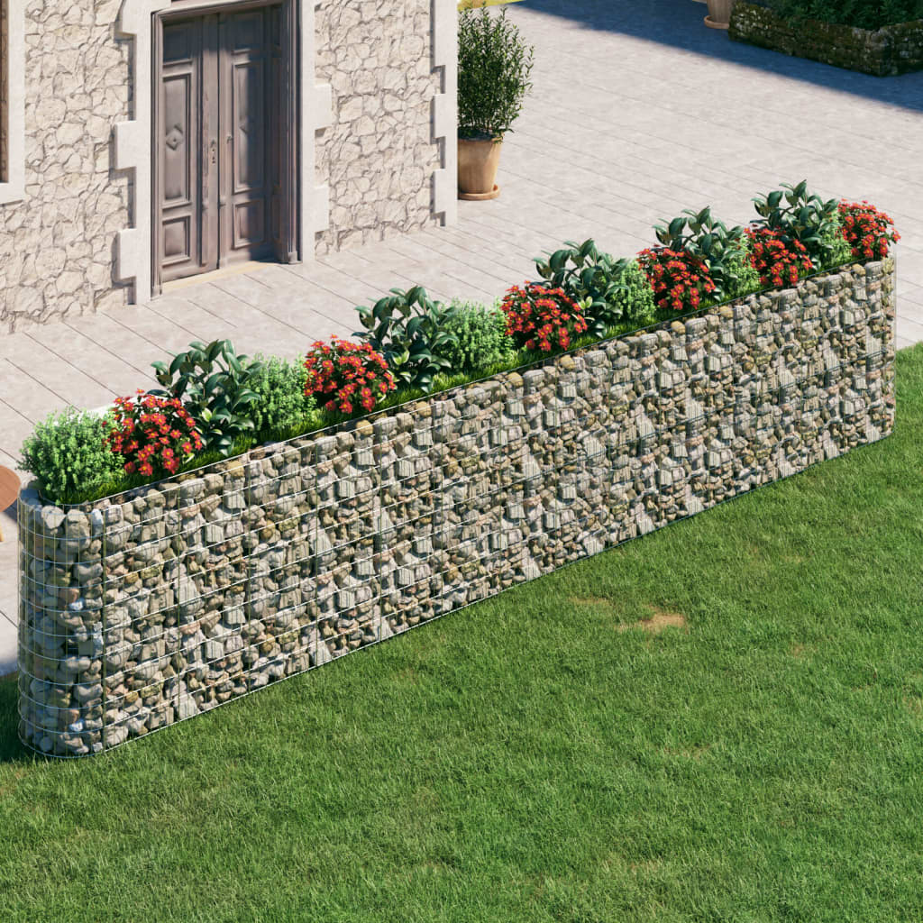 vidaXL Raised Garden Bed Outdoor Gabion Raised Bed Flower Pot Galvanized Iron