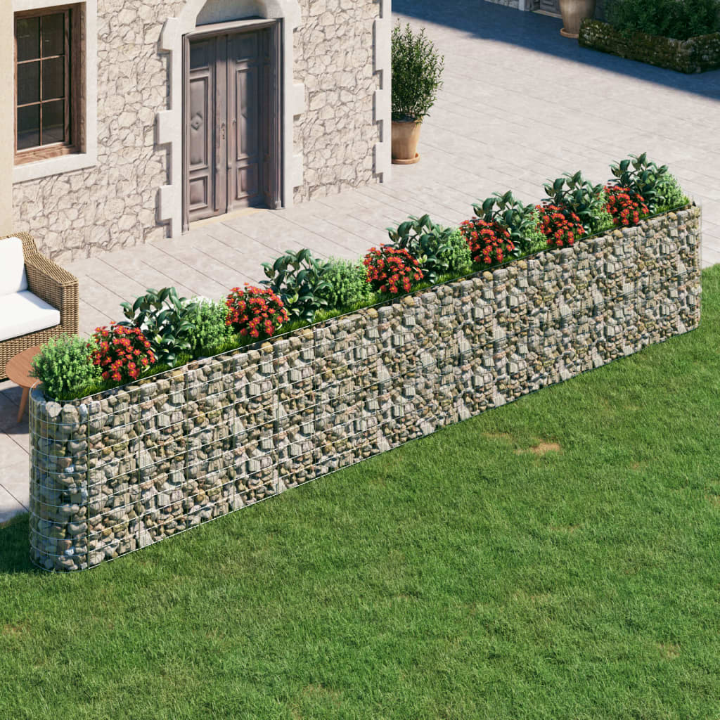 vidaXL Raised Garden Bed Outdoor Gabion Raised Bed Flower Pot Galvanized Iron