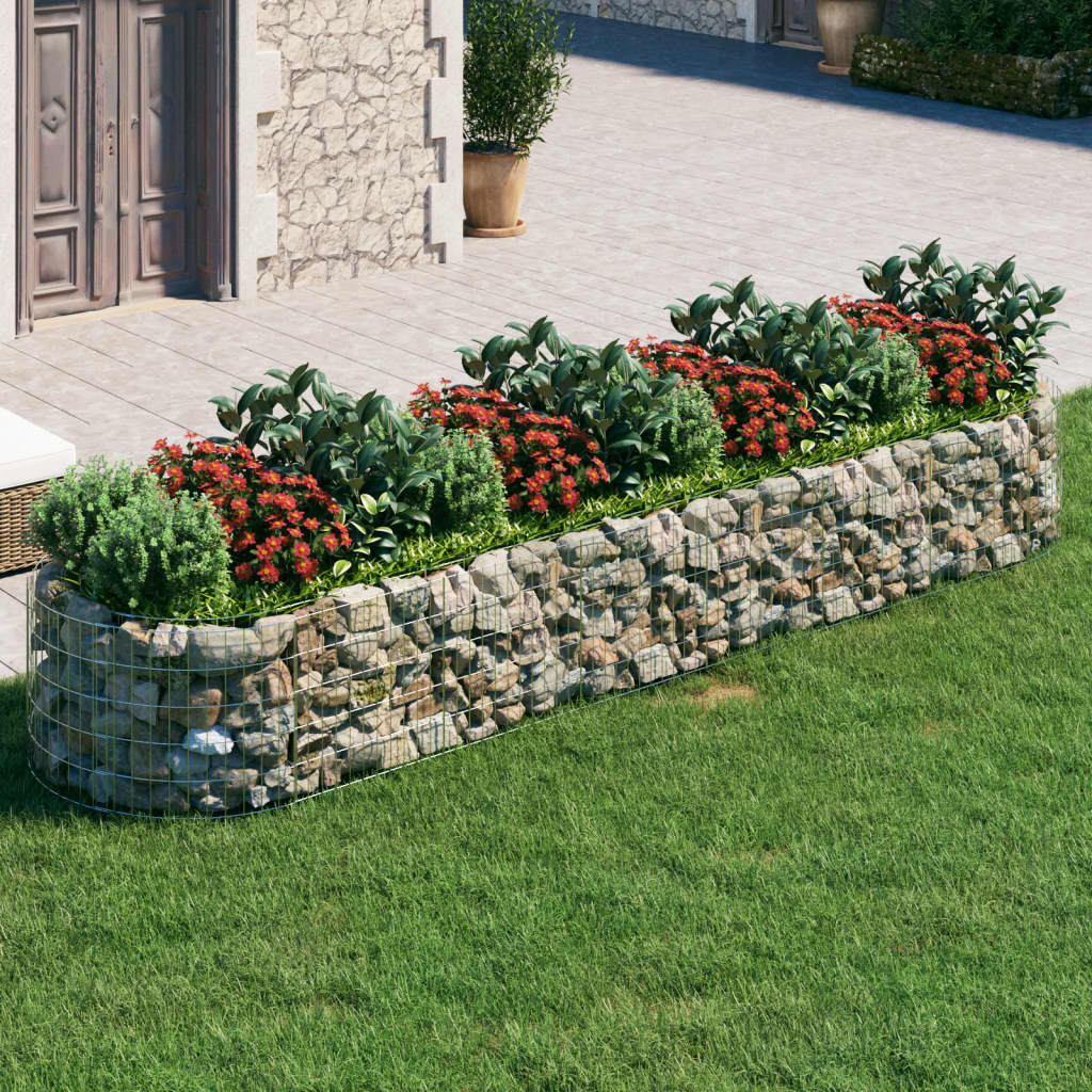 vidaXL Raised Garden Bed Outdoor Gabion Raised Bed Flower Pot Galvanized Iron