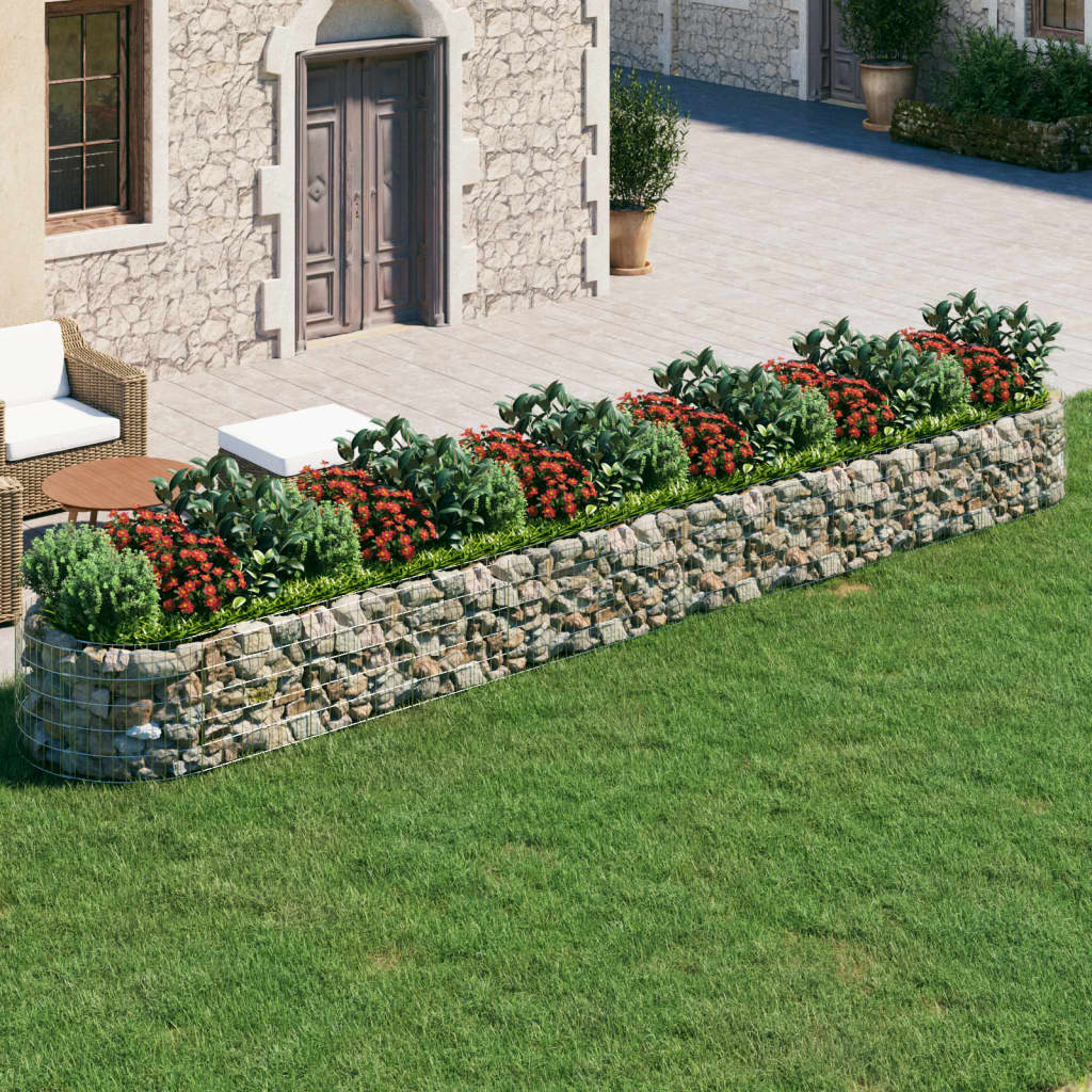vidaXL Raised Garden Bed Outdoor Gabion Raised Bed Flower Pot Galvanized Iron
