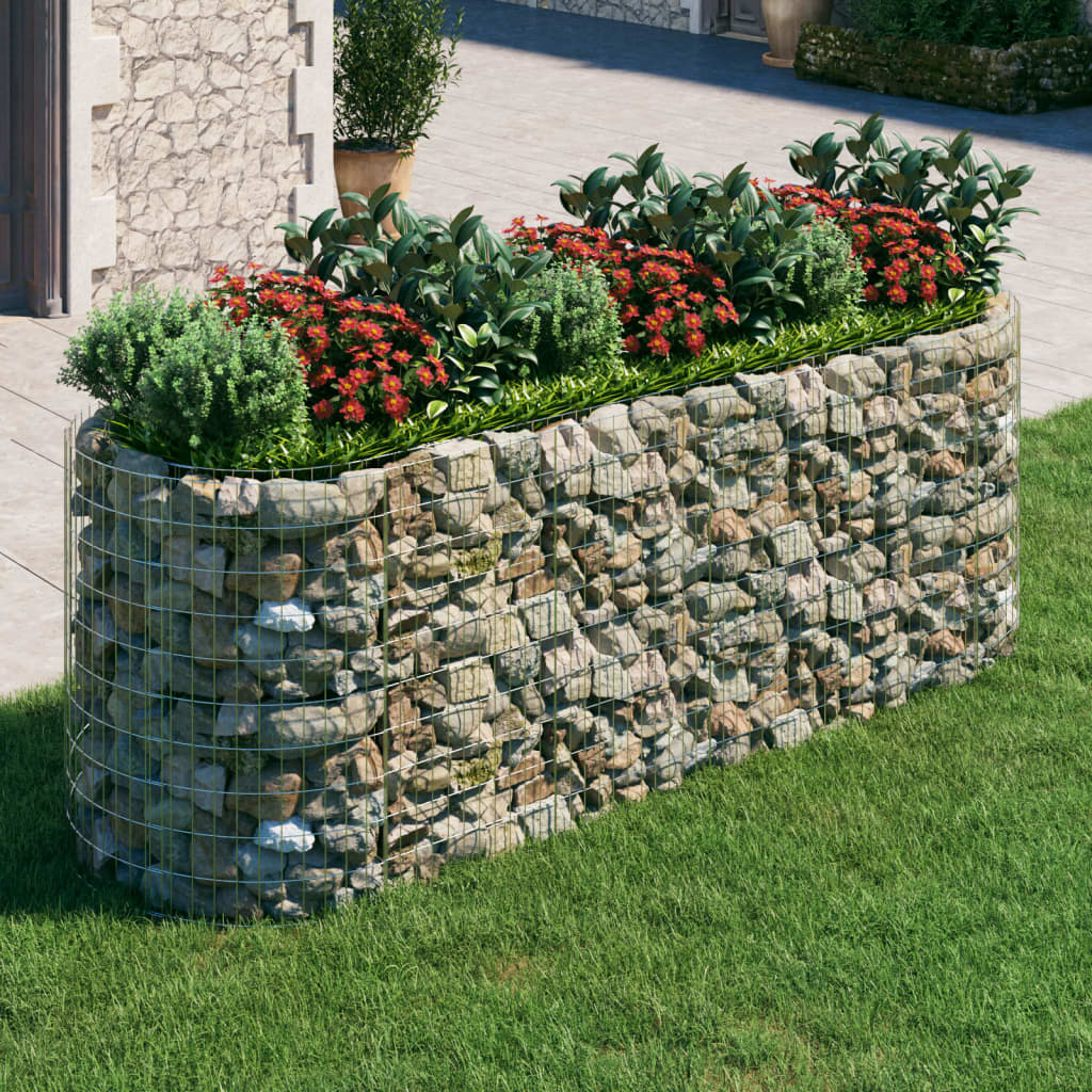 vidaXL Raised Garden Bed Outdoor Gabion Raised Bed Flower Pot Galvanized Iron