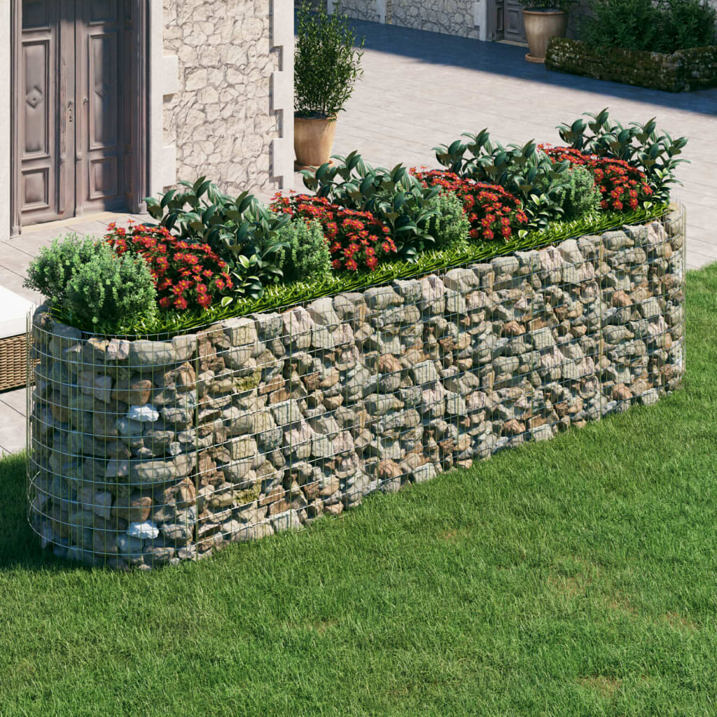 vidaXL Raised Garden Bed Outdoor Gabion Raised Bed Flower Pot Galvanized Iron