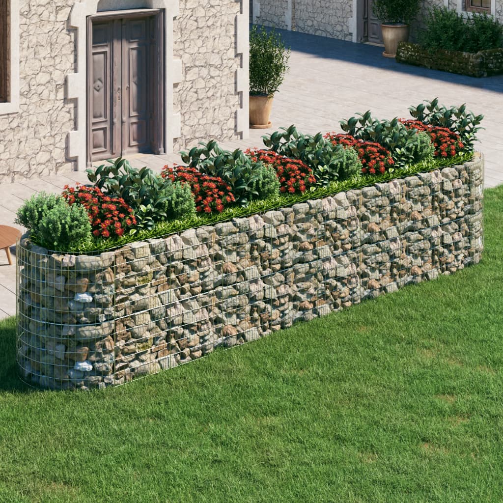 vidaXL Raised Garden Bed Outdoor Gabion Raised Bed Flower Pot Galvanized Iron