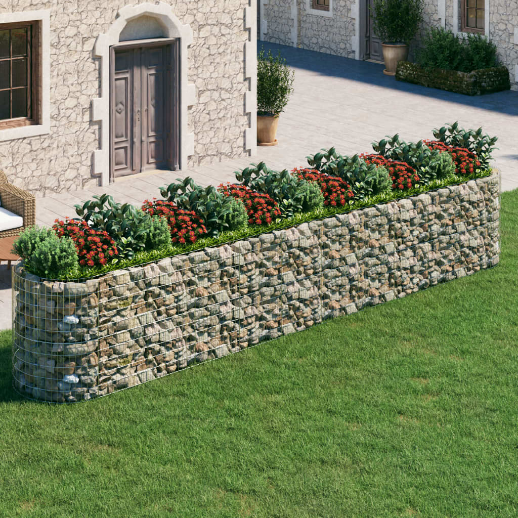 vidaXL Raised Garden Bed Outdoor Gabion Raised Bed Flower Pot Galvanized Iron