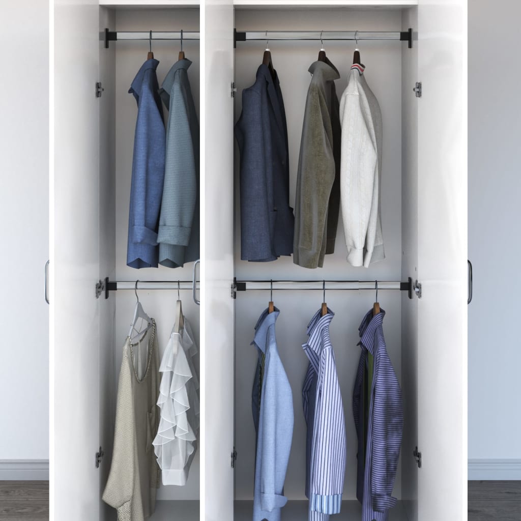 vidaXL Telescopic Wardrobe Rails 4 pcs Silver 22.8"-39.4"