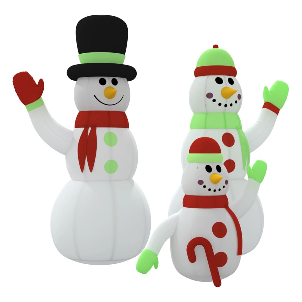vidaXL Christmas Decoration Inflatable Snowman Family with LEDs Xmas Lighting