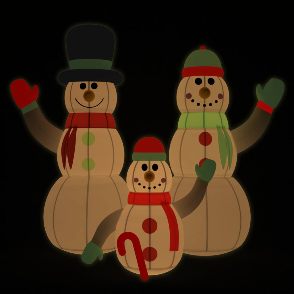 vidaXL Christmas Decoration Inflatable Snowman Family with LEDs Xmas Lighting