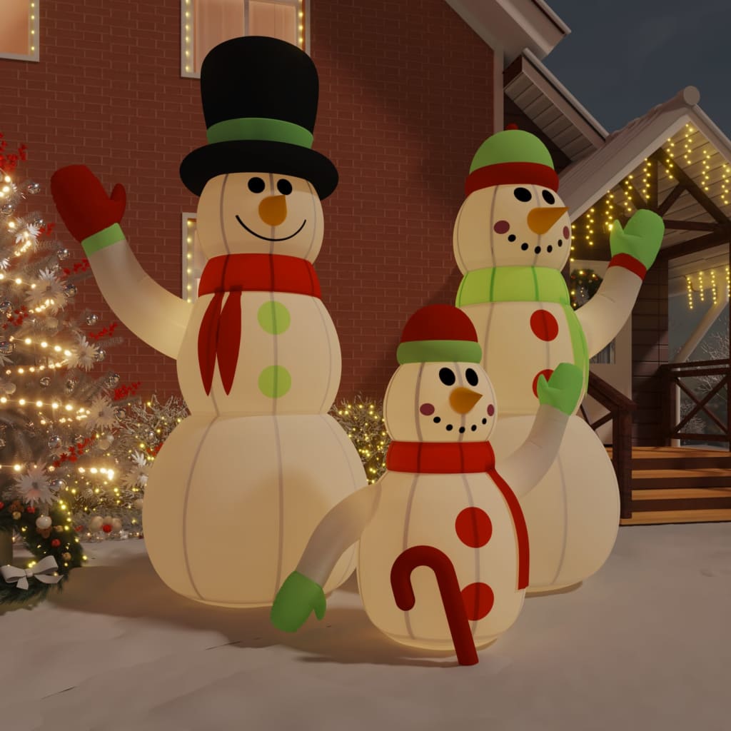 vidaXL Christmas Decoration Inflatable Snowman Family with LEDs Xmas Lighting