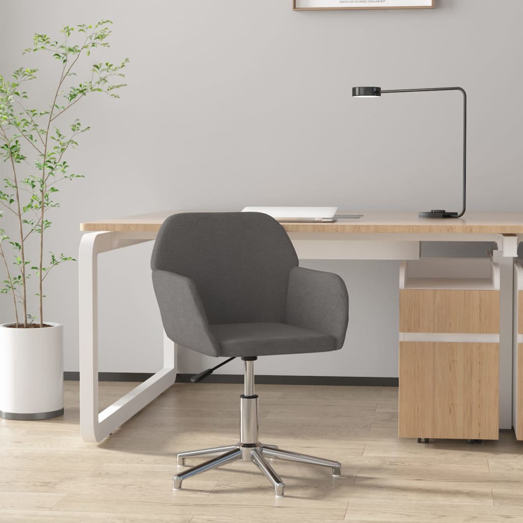 vidaXL Swivel Office Chair Home Office Desk Chair with Wheels and Arms Fabric