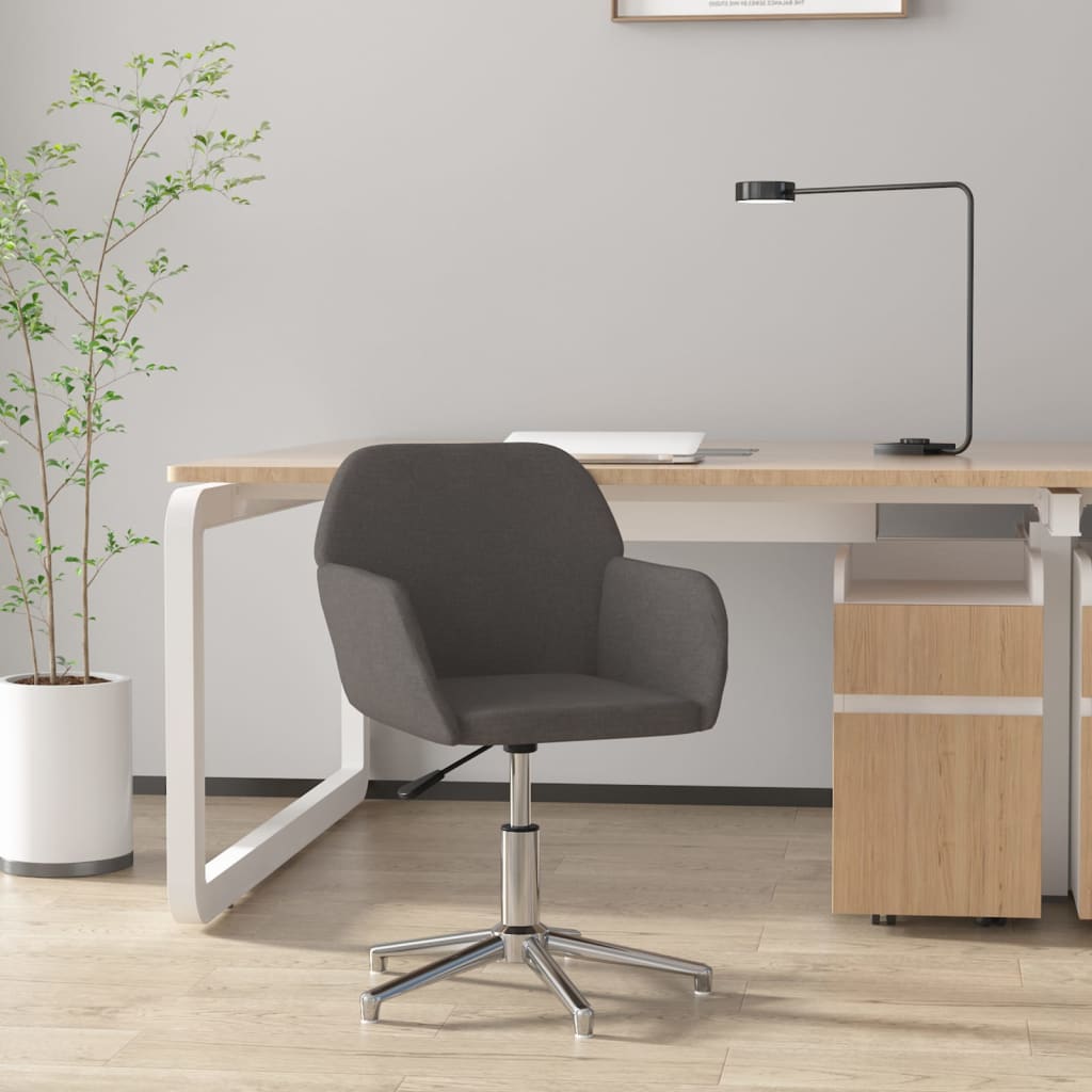vidaXL Swivel Office Chair Home Office Desk Chair with Wheels and Arms Fabric