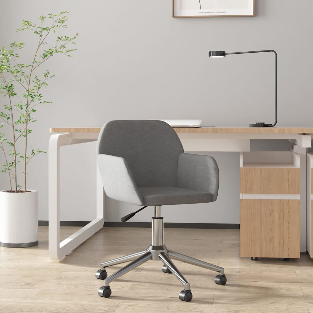 vidaXL Swivel Office Chair Home Office Desk Chair with Wheels and Arms Fabric