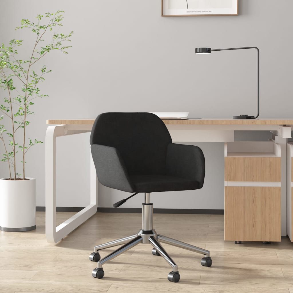 vidaXL Swivel Office Chair Home Office Desk Chair with Wheels and Arms Fabric