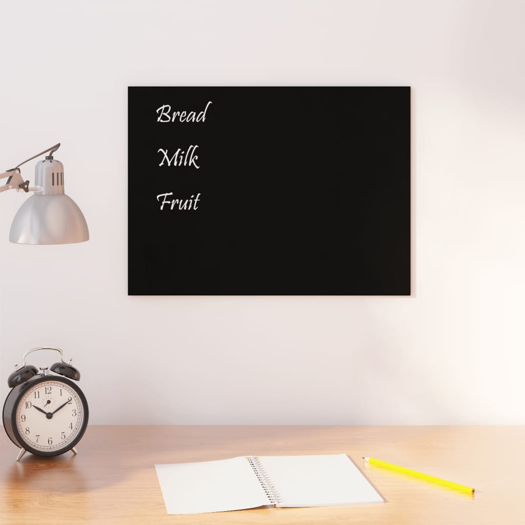 vidaXL Wall-mounted Magnetic Board Black 19.7"x15.7" Tempered Glass