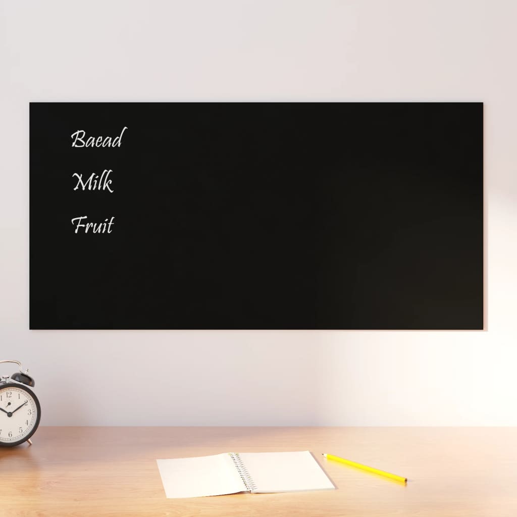 vidaXL Wall-mounted Magnetic Board Black 19.7"x15.7" Tempered Glass