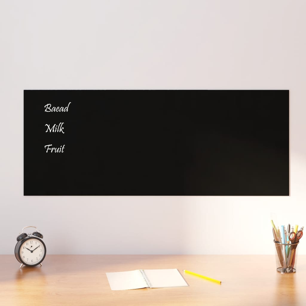 vidaXL Wall-mounted Magnetic Board Black 19.7"x15.7" Tempered Glass
