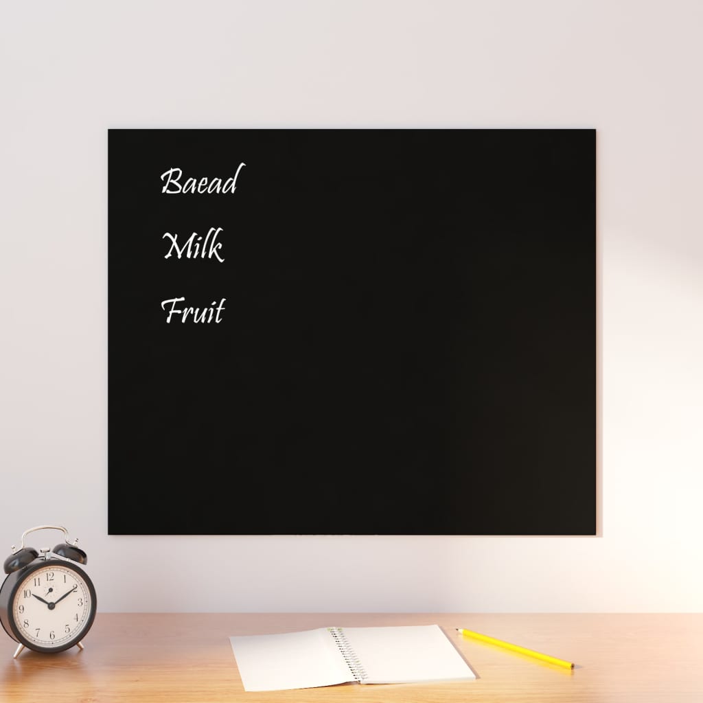 vidaXL Wall-mounted Magnetic Board Black 19.7"x15.7" Tempered Glass