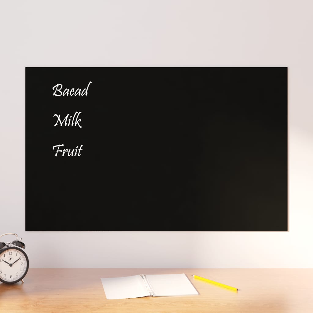 vidaXL Wall-mounted Magnetic Board Black 19.7"x15.7" Tempered Glass