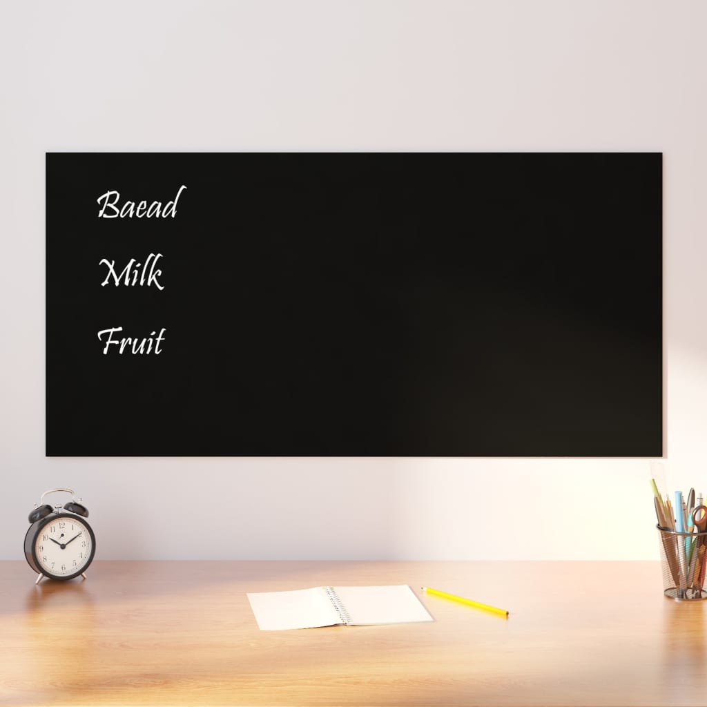 vidaXL Wall-mounted Magnetic Board Black 19.7"x15.7" Tempered Glass