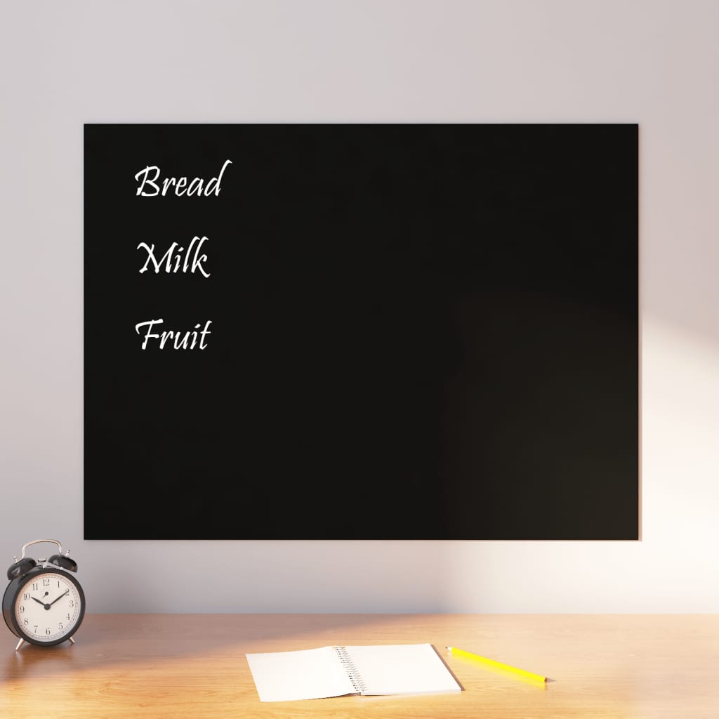 vidaXL Wall-mounted Magnetic Board Black 31.5"x23.6" Tempered Glass