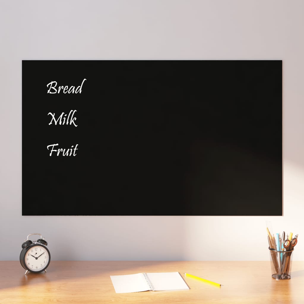 vidaXL Wall-mounted Magnetic Board Black 39.4"x23.6" Tempered Glass