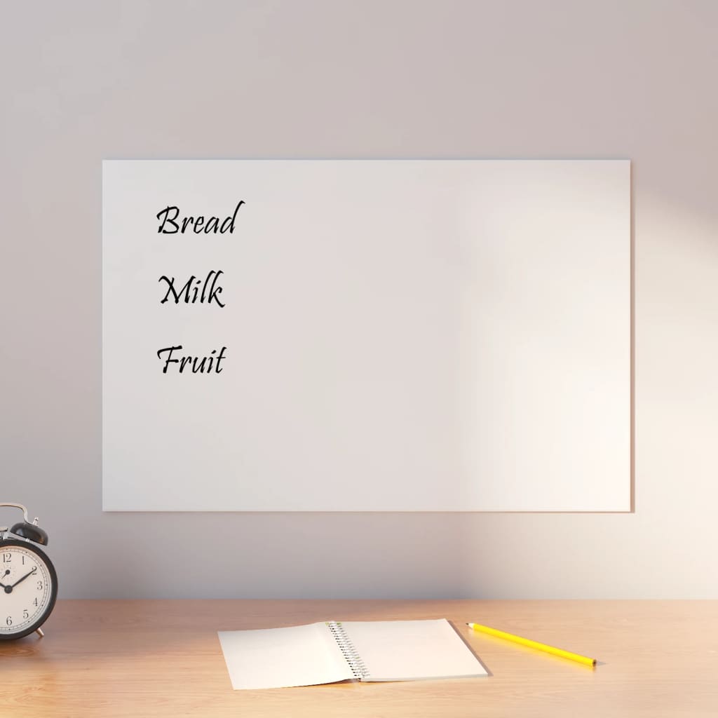 vidaXL Wall-mounted Magnetic Board White 23.6"x15.7" Tempered Glass