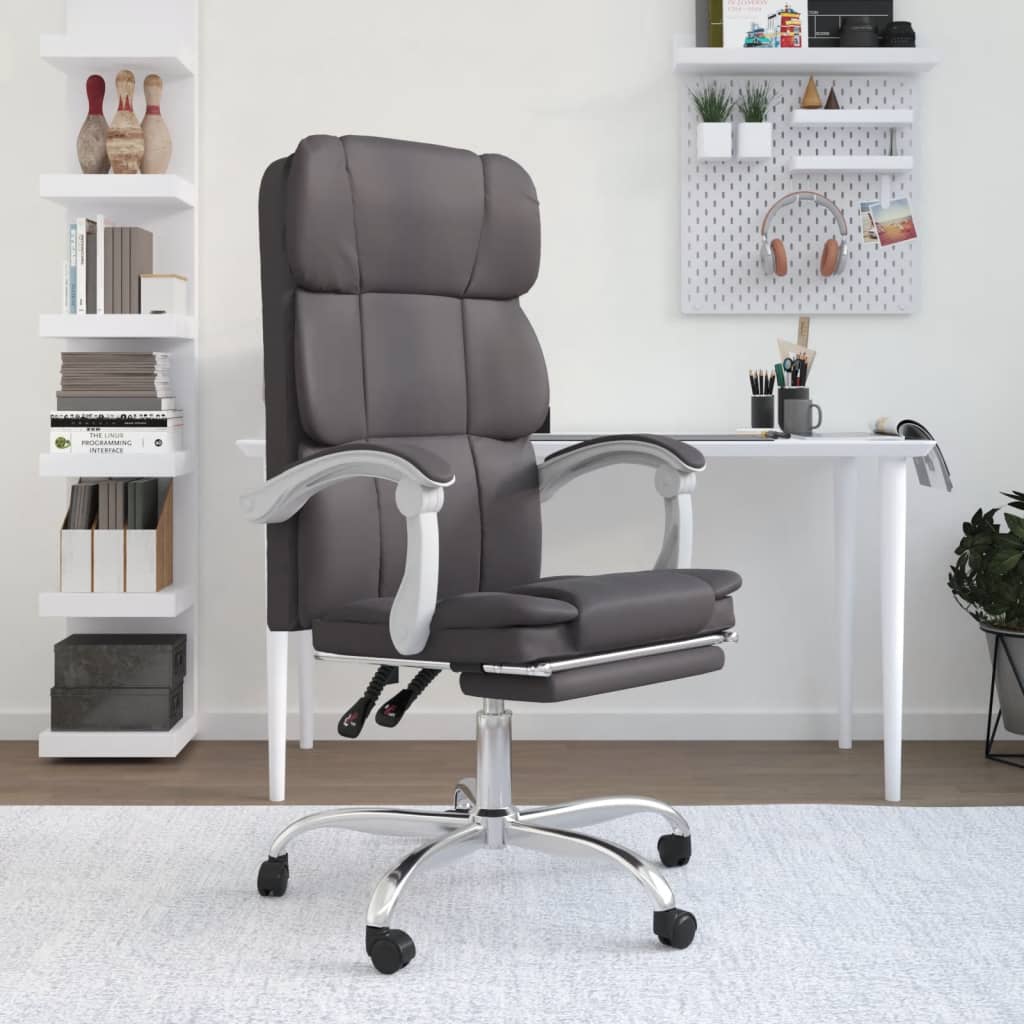 vidaXL Reclining Office Chair Black Faux Leather
