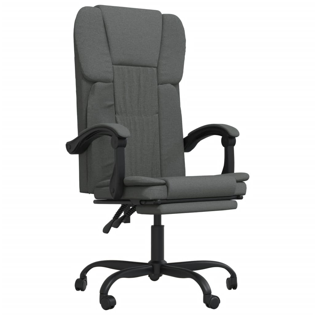 vidaXL Chair Swivel Reclining Desk Chair with Wheels for Living Room Fabric