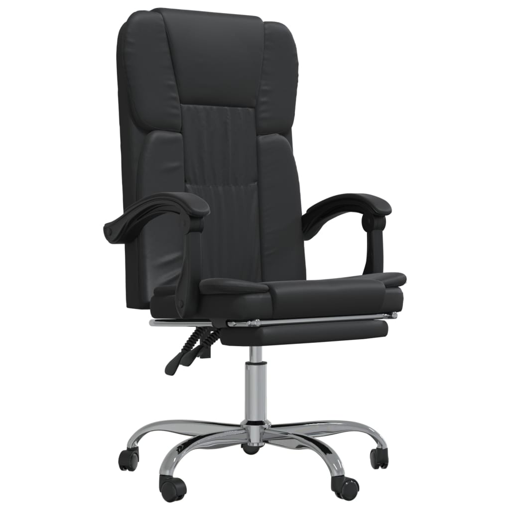 vidaXL Chair Reclining Desk Chair with Wheels for Living Room Faux Leather