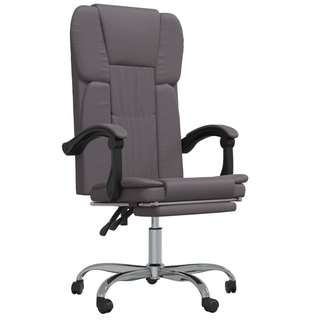 vidaXL Chair Reclining Desk Chair with Wheels for Living Room Faux Leather