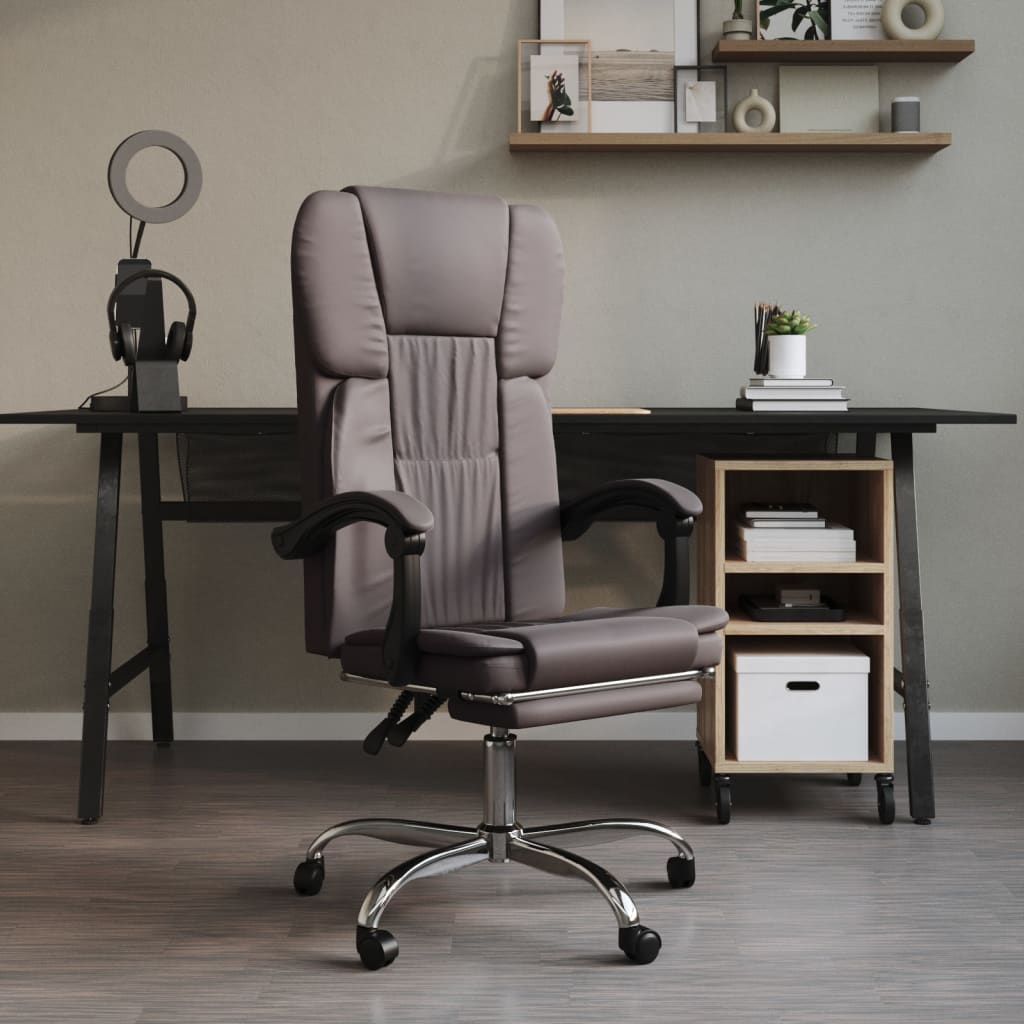 vidaXL Chair Reclining Desk Chair with Wheels for Living Room Faux Leather