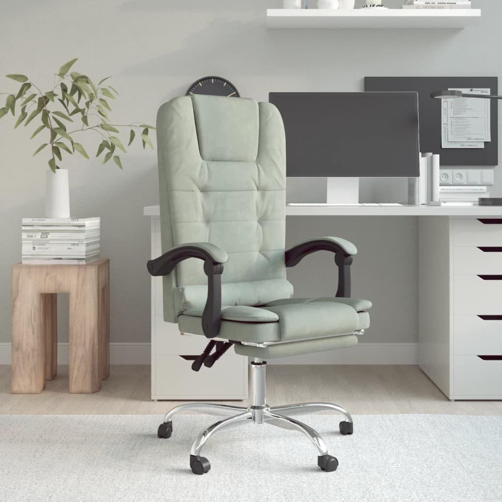 vidaXL Massage Chair 360 Degree Swivel Reclining Desk Office Chair Velvet