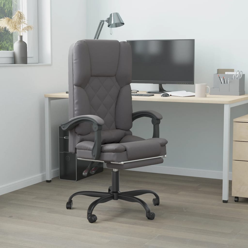 vidaXL Massage Reclining Office Chair Black Faux Leather