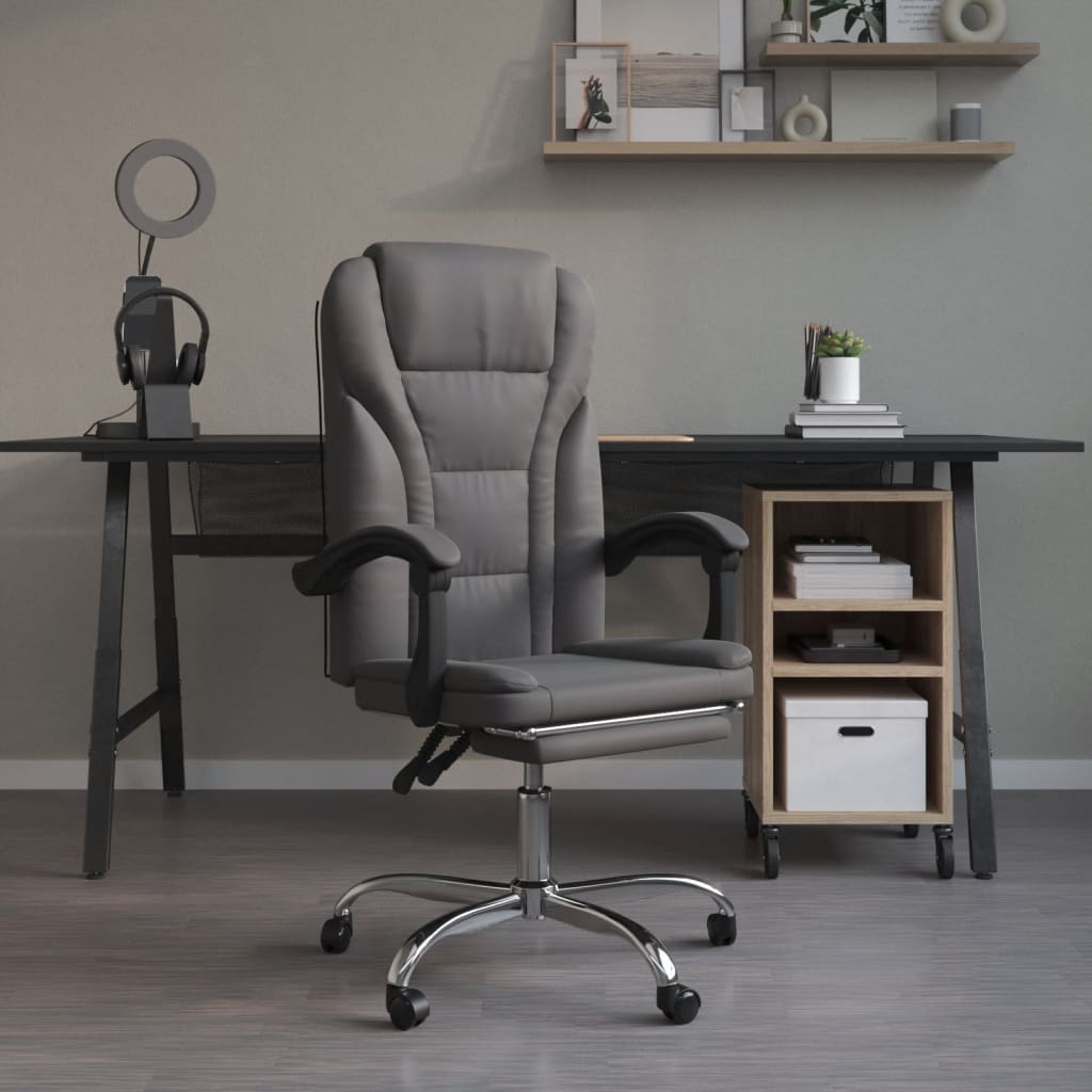 vidaXL Reclining Office Chair Black Faux Leather