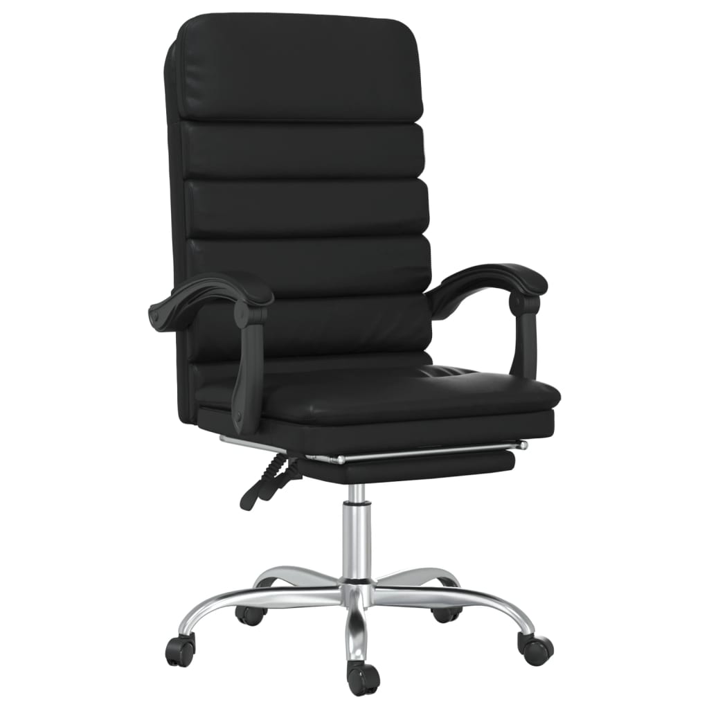 vidaXL Chair Reclining Desk Chair with Wheels for Living Room Faux Leather