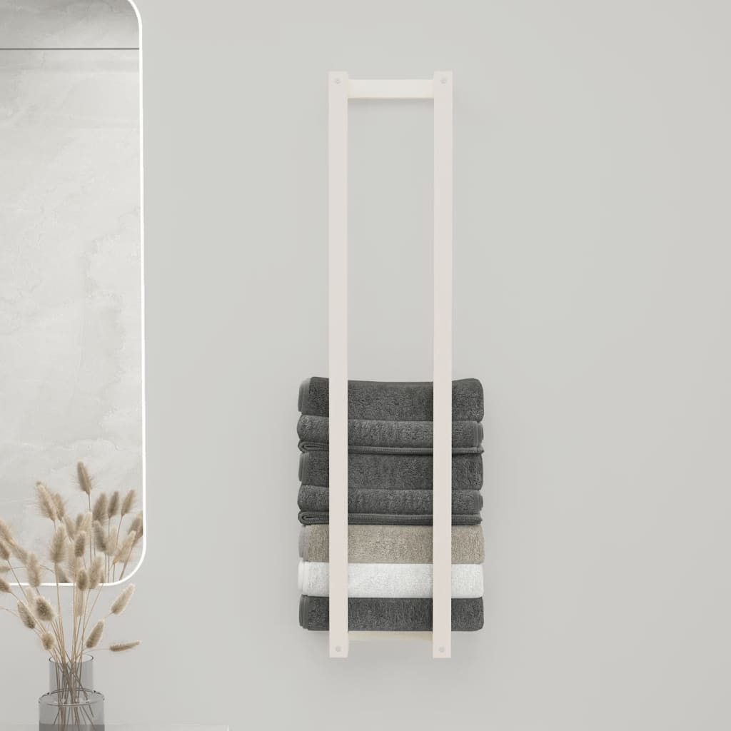 vidaXL Towel Rack White 9.1"x7.1"x43.3" Solid Wood Pine