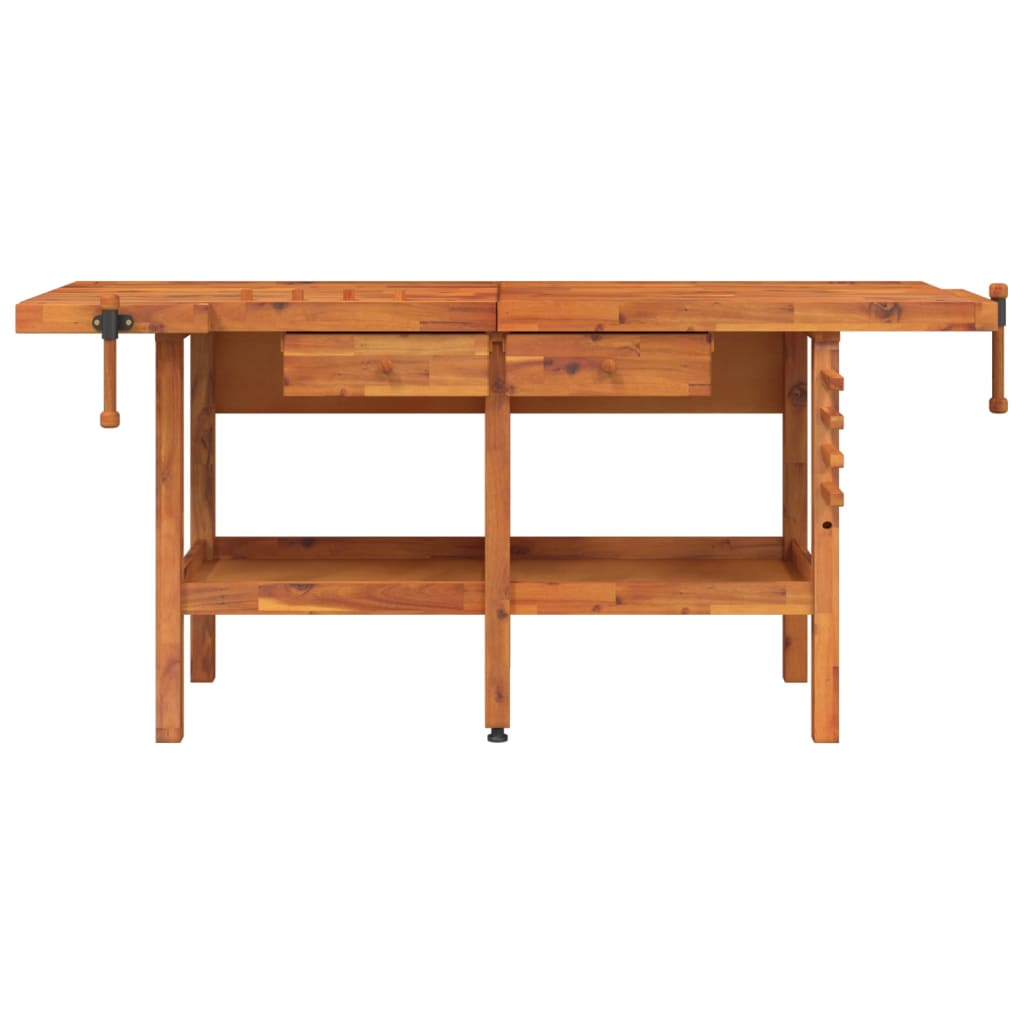 vidaXL Workbench with Drawers and Vices 75.6"x24.4"x32.7" Solid Wood Acacia-3