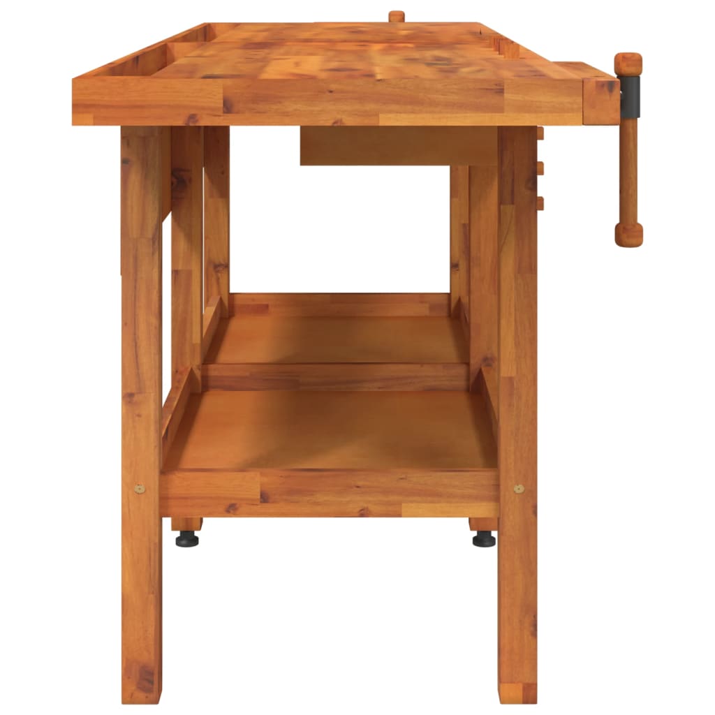 vidaXL Workbench with Drawers and Vices 75.6"x24.4"x32.7" Solid Wood Acacia-4