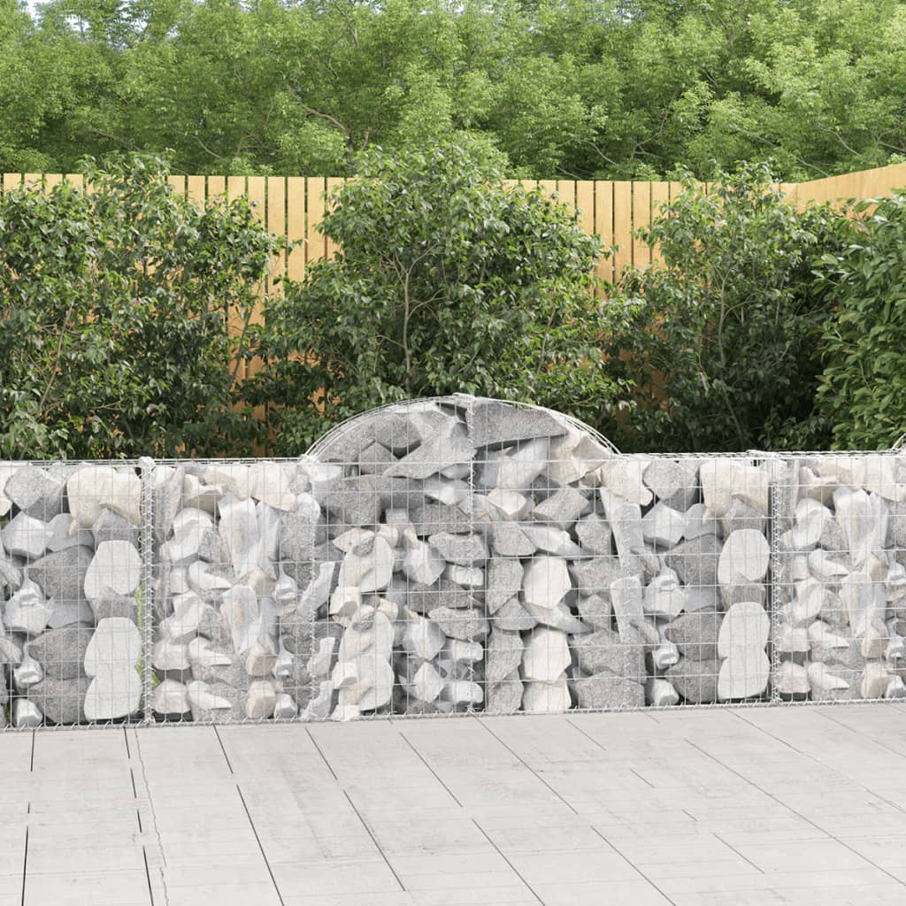 vidaXL Arched Gabion Baskets 4 pcs 78.7"x11.8"x31.5"/39.4" Galvanized Iron-2