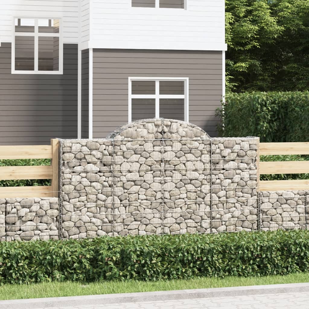 vidaXL Arched Gabion Baskets 5 pcs 78.7"x11.8"x47.2"/55.1" Galvanized Iron-2