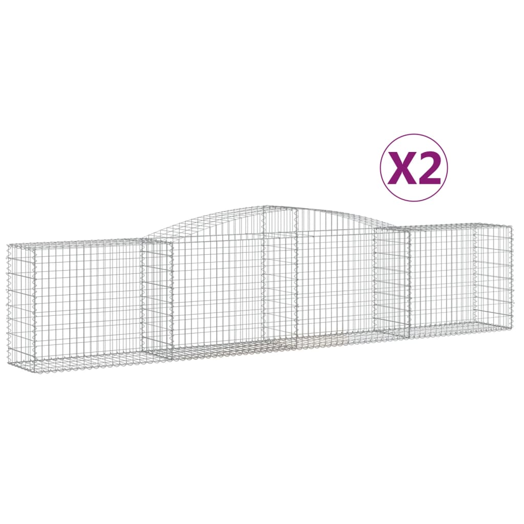 vidaXL Arched Gabion Baskets 2 pcs 157.5"x19.7"x31.5"/39.4" Galvanized Iron-3