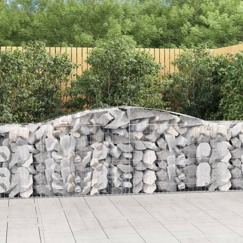 vidaXL Arched Gabion Baskets 2 pcs 157.5"x19.7"x31.5"/39.4" Galvanized Iron-0