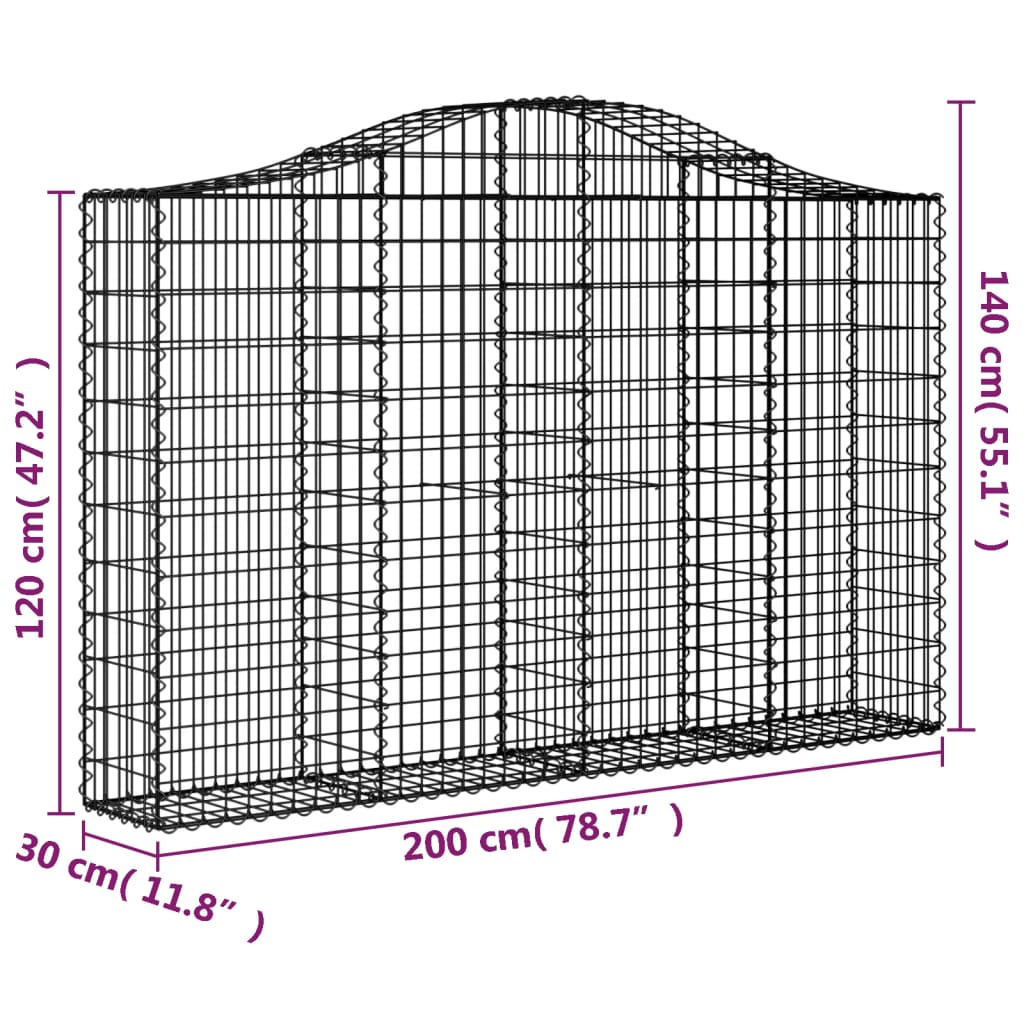 vidaXL Gabion Basket Arched Gabion Basket Planter for Flower Galvanized Iron-2