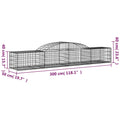 vidaXL Arched Gabion Basket 118.1"x19.7"x15.7"/23.6" Galvanized Iron