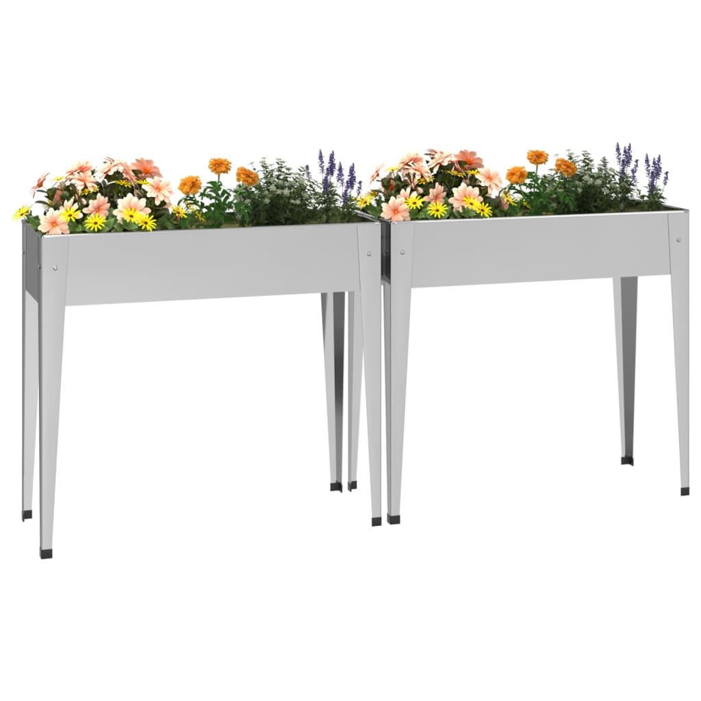 vidaXL Garden Planters 2 pcs Galvanized Steel