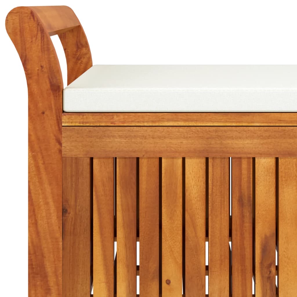 vidaXL Outdoor Storage Bench Patio Deck Box with Cushion Solid Wood Acacia