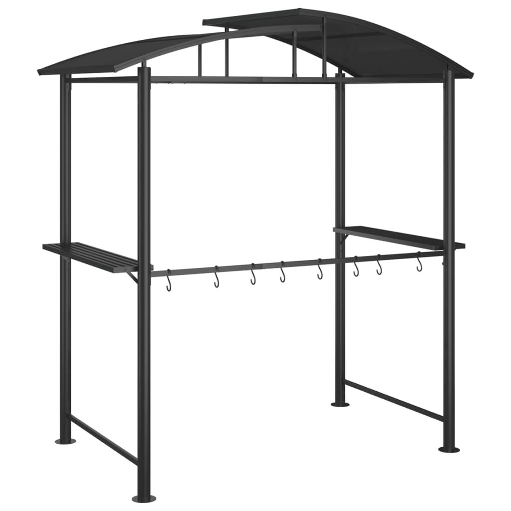 vidaXL BBQ Gazebo with Side Shelves Anthracite 82.7"x44.9"x90.6" Steel-3